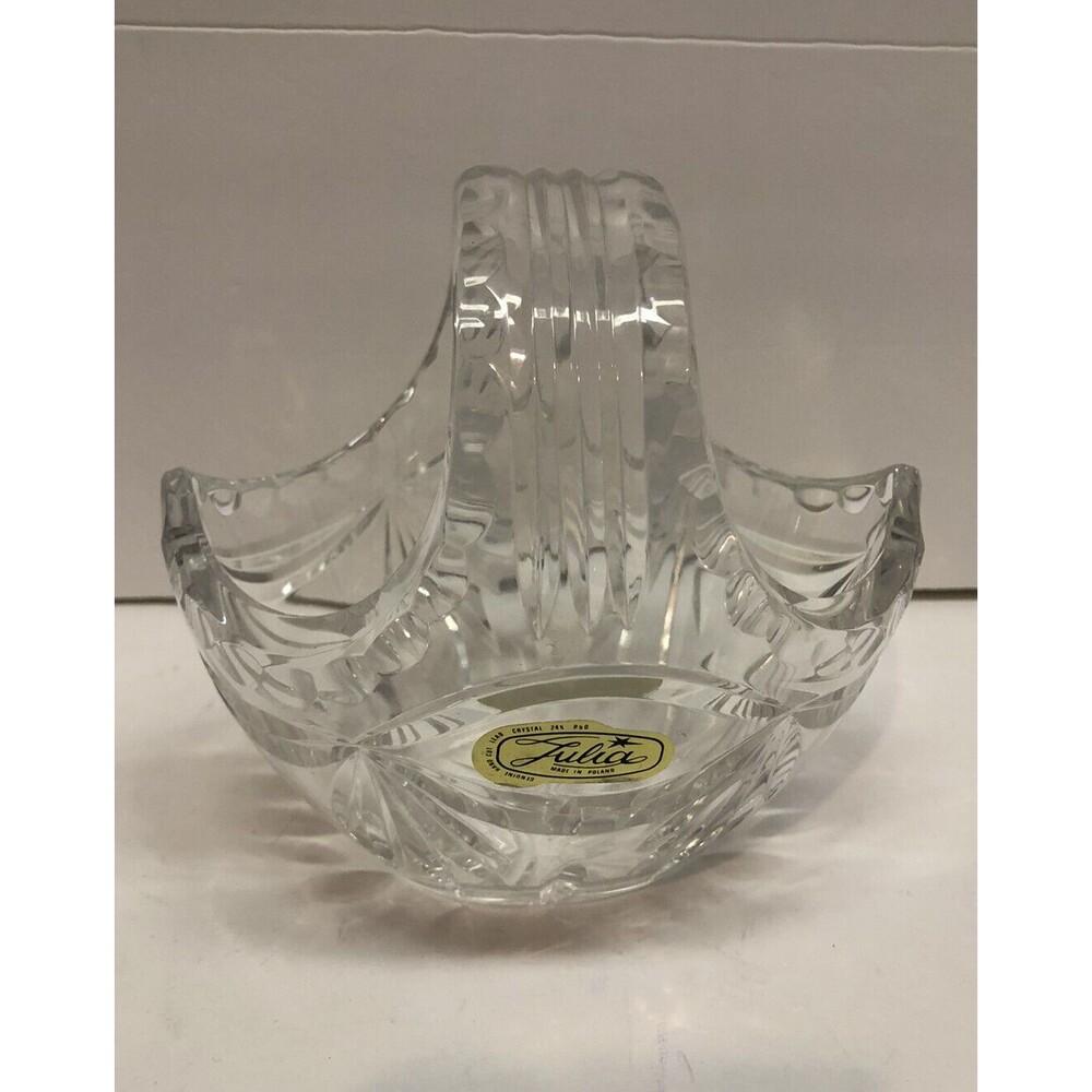 Julia Genuine Hand Cut Lead Crystal Basket 7" Tall Made in Poland
